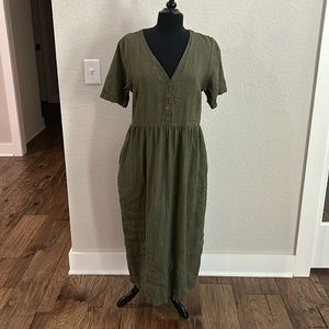 Pyne & smith 100% linen green dress